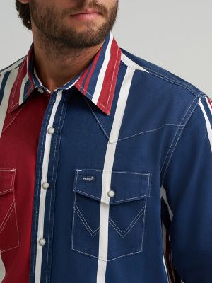 Vintage Inspird Brushpopper Western Snap Workshirt:Americana:LT alternative view 5