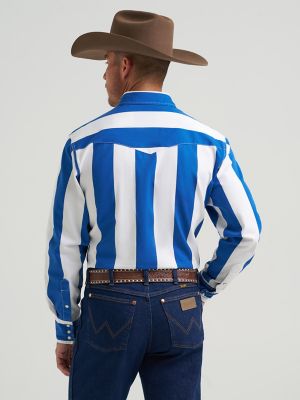 Vintage-Inspired Brushpopper Western Snap Workshirt in Big Blue alternative view 4