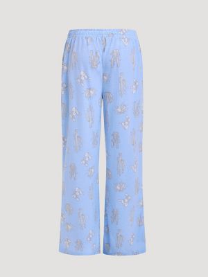 Women's Printed Pajama Pants in Blue