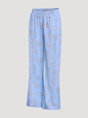 Women's Printed Pajama Pants in Blue