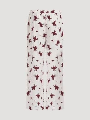 Women's Printed Pajama Pants in White/Red