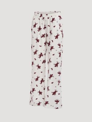 Women's Printed Pajama Pants in White/Red
