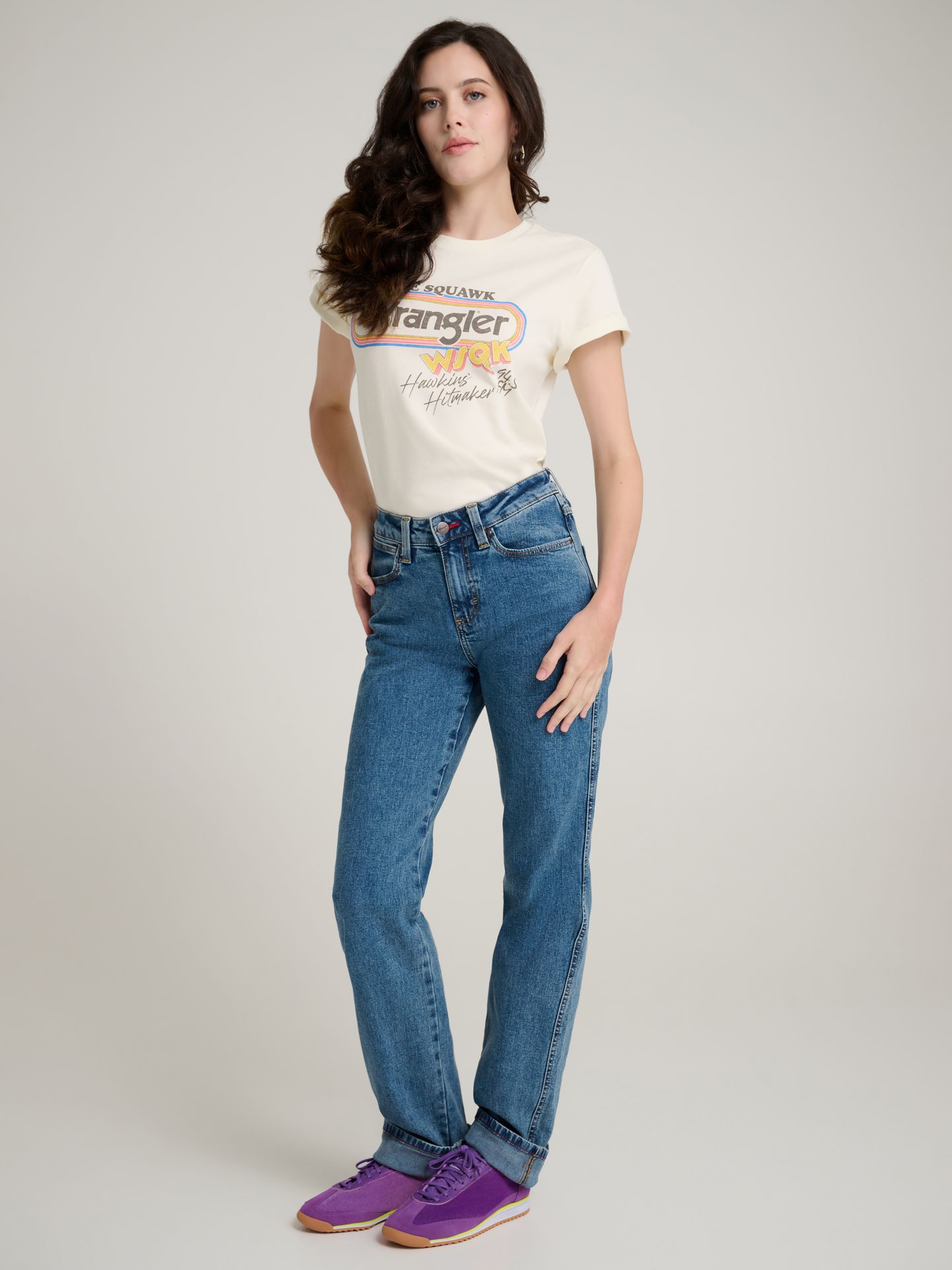 Женская футболка Wrangler x Stranger Things Logo, цвет: Белый — фото 4