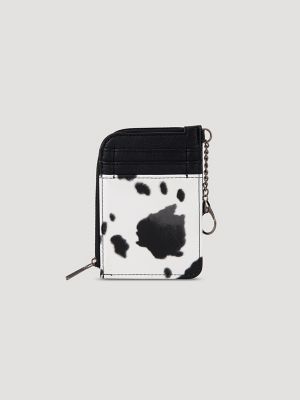 Cow Print Wallet in Black