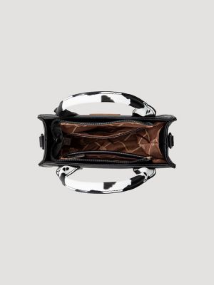 Cow Print Cross Body Mini Tote:Black:One Size alternative view 3