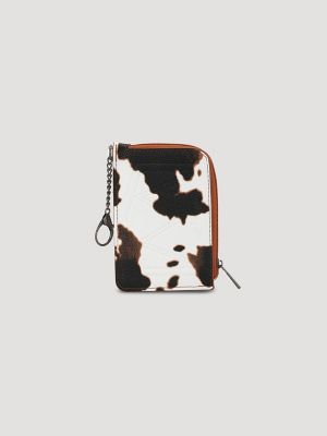 Cow Print Wallet in Brown White