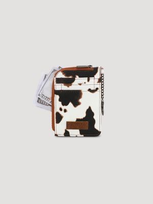 Cow Print Wallet in Brown White