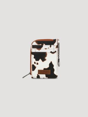 Cow Print Wallet in Brown White