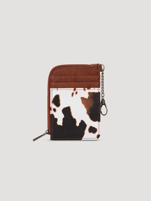 Cow Print Wallet in Brown