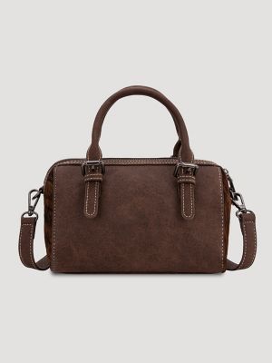 Genuine Hair-On Cowhide Barrel Bag:Coffee:One Size: alternative view