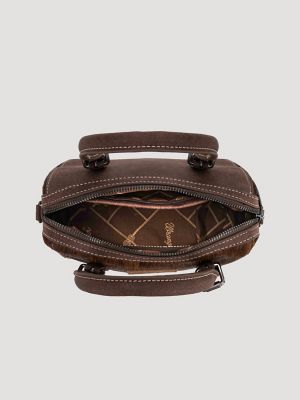 Genuine Hair-On Cowhide Barrel Bag:Coffee:One Size: alternative view 2