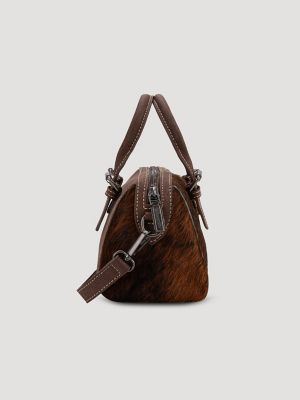 Genuine Hair-On Cowhide Barrel Bag:Coffee:One Size: alternative view 4