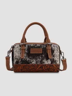 Genuine Hair-On Cowhide Barrel Bag