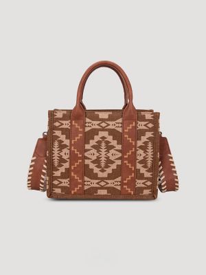 Laser Cut Southwestern Small Tote:Brown:One Size: alternative view