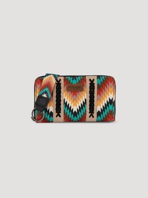 Zig Zag Print Wristlet in Black