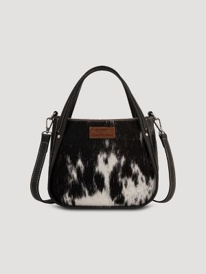 Genuine Hair-On Cowhide Tote Bag:Black:One Size: main view