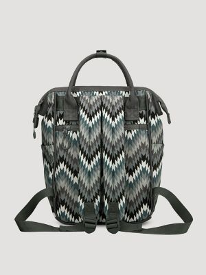 Zig Zag Print Backpack:Grey:One Size: alternative view 2