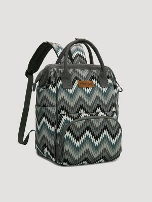 Zig Zag Print Backpack:Grey:One Size: alternative view 3