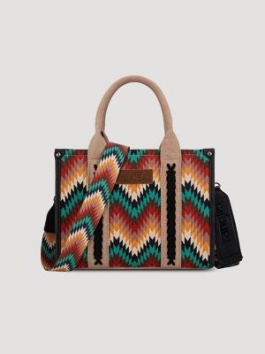 Zig Zag Print Small Tote in Black