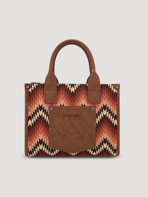 Zig Zag Print Small Tote:Brown:One Size: alternative view