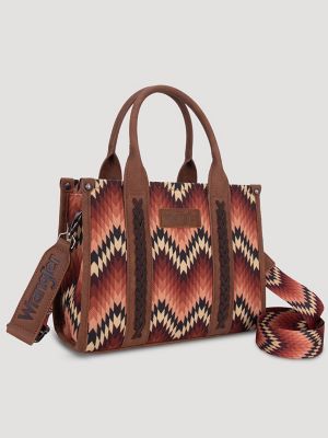 Zig Zag Print Small Tote:Brown:One Size: alternative view 3