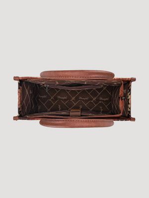 Zig Zag Print Wide Tote:Brown:One Size: alternative view 2