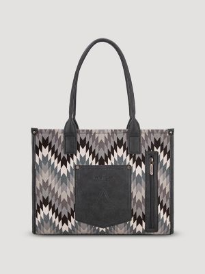 Zig Zag Print Wide Tote