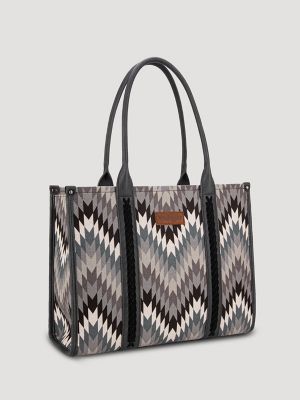 Zig Zag Print Wide Tote