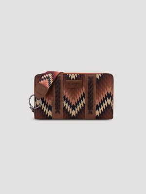 Zig Zag Print Wristlet in Brown