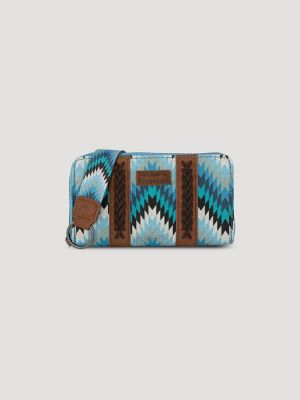Zig Zag Print Wristlet in Denim