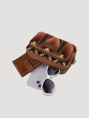 Zig Zag Print Cross Body:Brown:One Size: alternative view 4