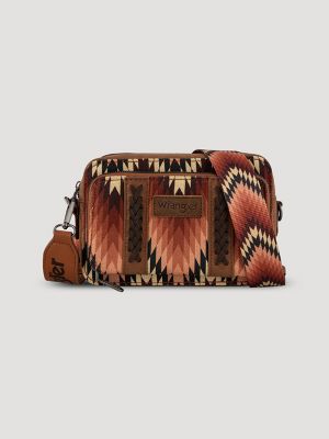 Zig Zag Print Cross Body:Brown:One Size: main view