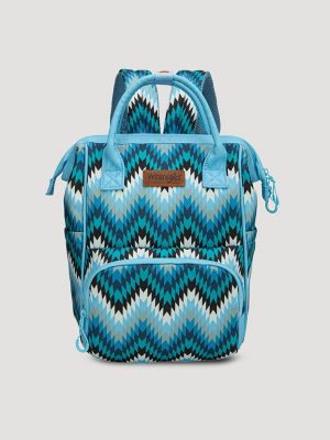 Zig Zag Print Backpack in Denim