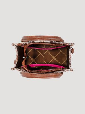 Southwestern Print Cross Body Canvas Mini Tote:Brown:One Size alternative view 2