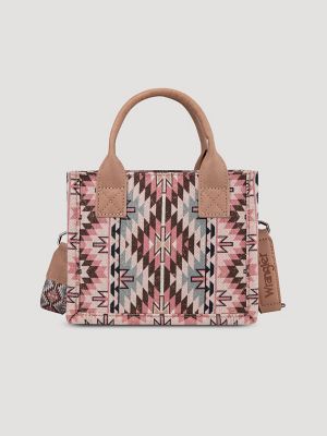 Southwestern Print Cross Body Canvas Mini Tote:Dark Pink:One Size alternative view