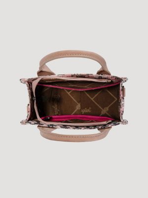 Southwestern Print Cross Body Canvas Mini Tote:Dark Pink:One Size alternative view 2