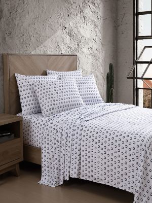 Wrangler Patterned Queen Sheet Set:Horseshoe Navy:Queen main view