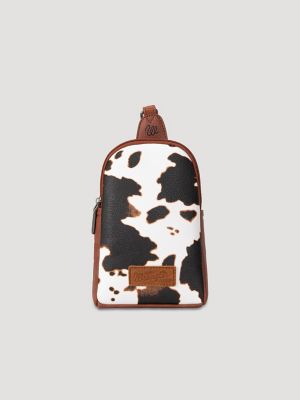 Cow Print Canvas Sling Bag:Brown:One Size alternative view 2