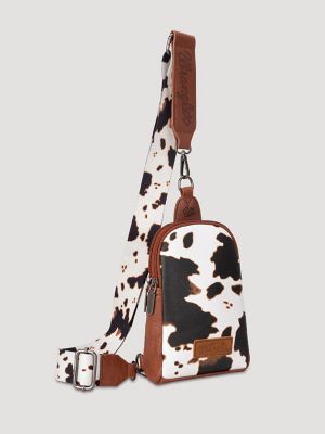 Cow Print Canvas Sling Bag