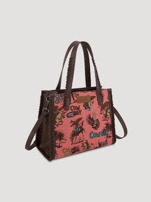 Aloha Cowboy Print Small Tote:Hot Pink:One Size: alternative view 3