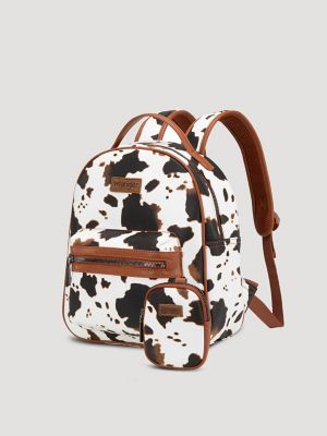 Cow Print Backpack in Brown