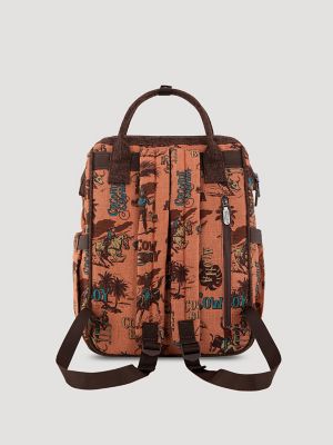 Aloha Cowboy Print Backpack:Dark Brown:One Size: alternative view