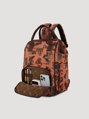 Aloha Cowboy Print Backpack:Dark Brown:One Size: alternative view 2