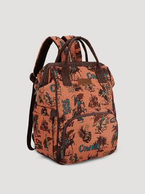 Aloha Cowboy Print Backpack:Dark Brown:One Size: alternative view 4