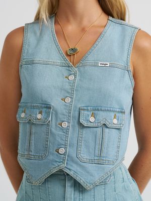 designer kaftan dresses All in Denim Vest And Short Set Medium. / Blue main image 1