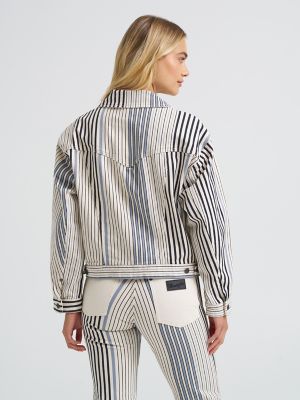 Women's Cowgirl Cut Striped Denim Jacket