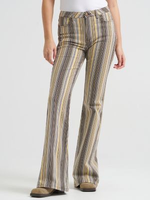 Women's High Rise Print Flare Jean