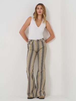 Women's High Rise Print Flare Jean