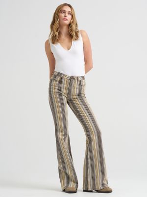 Women's High Rise Print Flare Jean