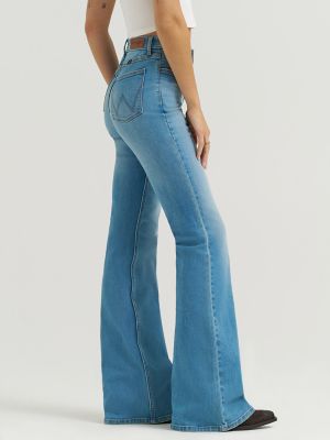 パンツ Anglerz coating flare denim Zoey - Cropped Kick-Flare Jeans - Eco Light Wash – Nanushka